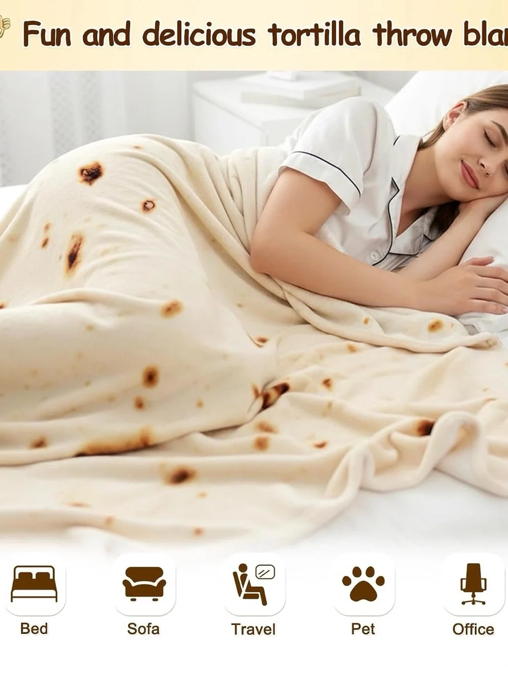 Mermaker Burritos Wrap Blanket - White Cream